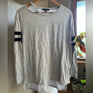 Heather Gray Oversized Stripe Tunic
